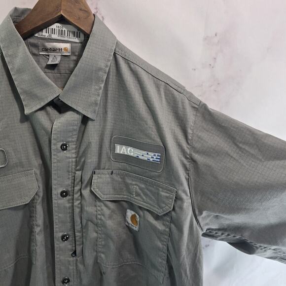 Carhartt Shirt Mens XL Short Sleeve Button Up Gray Collared Work Mechanic Shop - Picture 14 of 15